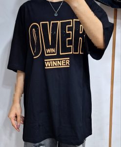 تیشرت لانگ مشکی چاپ دار مدل هلیا کد 114