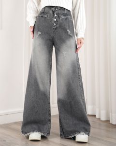 شلوار جین فول بگ طوسی