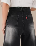 خرید شلوار جین فول بگ زنانه ذغالی شیک