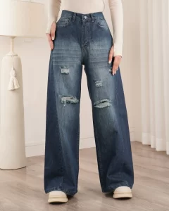 شلوار جین شافل زنانه فیت آزاد برای استایل روزمره