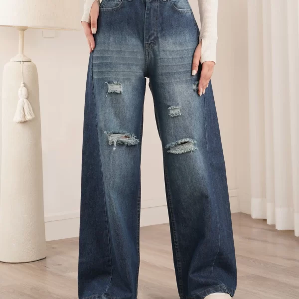 شلوار جین شافل زنانه فیت آزاد برای استایل روزمره